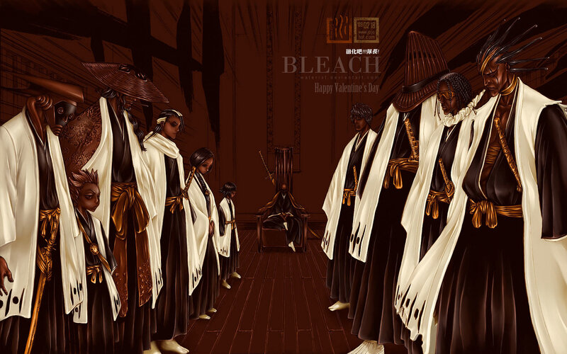 Bleach characters in a hall