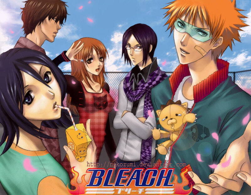 Bleach characters in a park