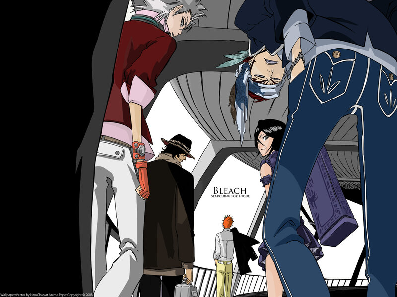 Bleach characters in a train car