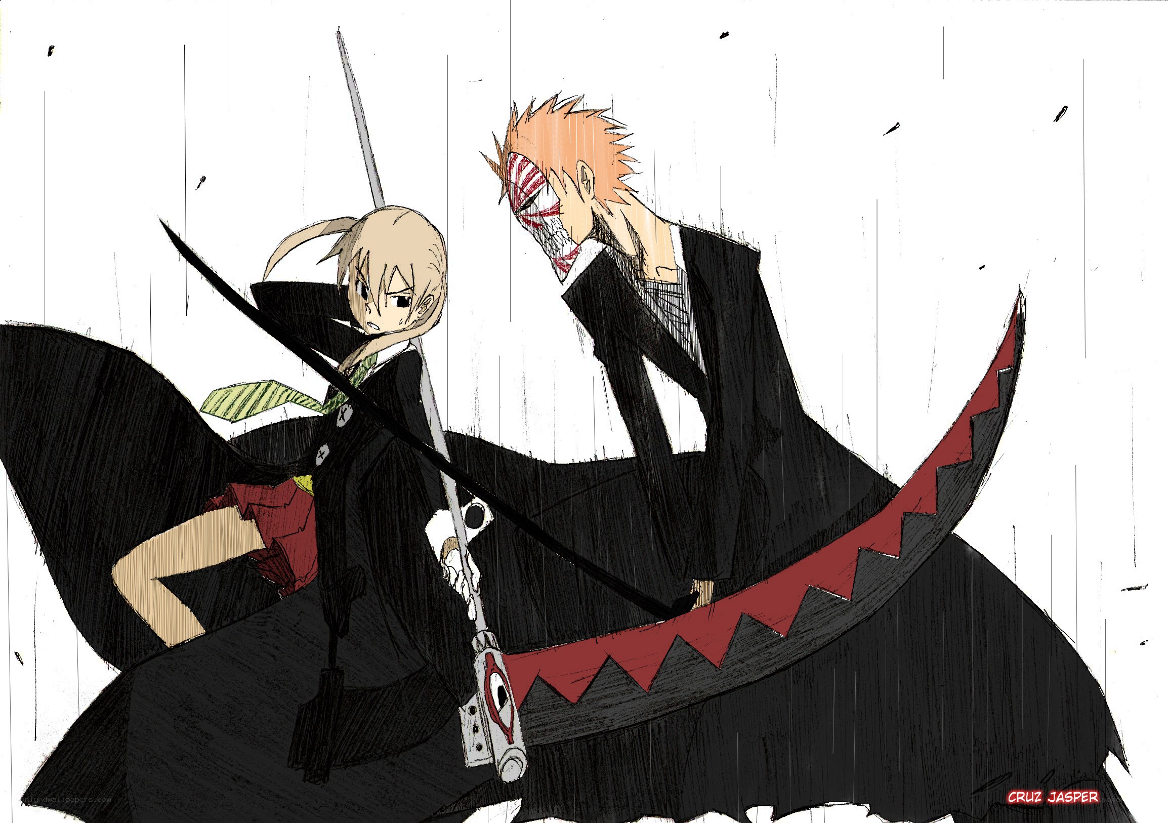 Bleach characters in rain