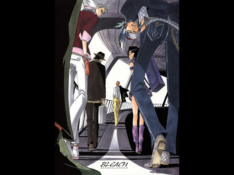 Bleach characters on a bridge