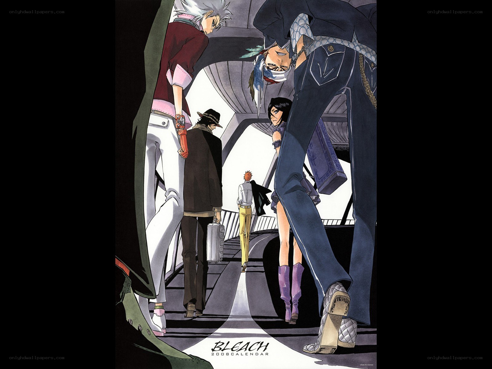 Bleach characters on a bridge