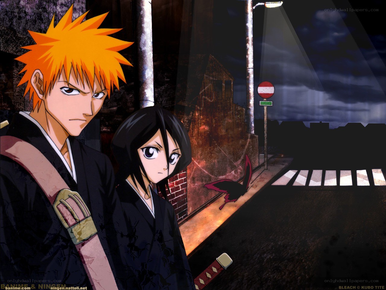 Bleach characters on a dark street