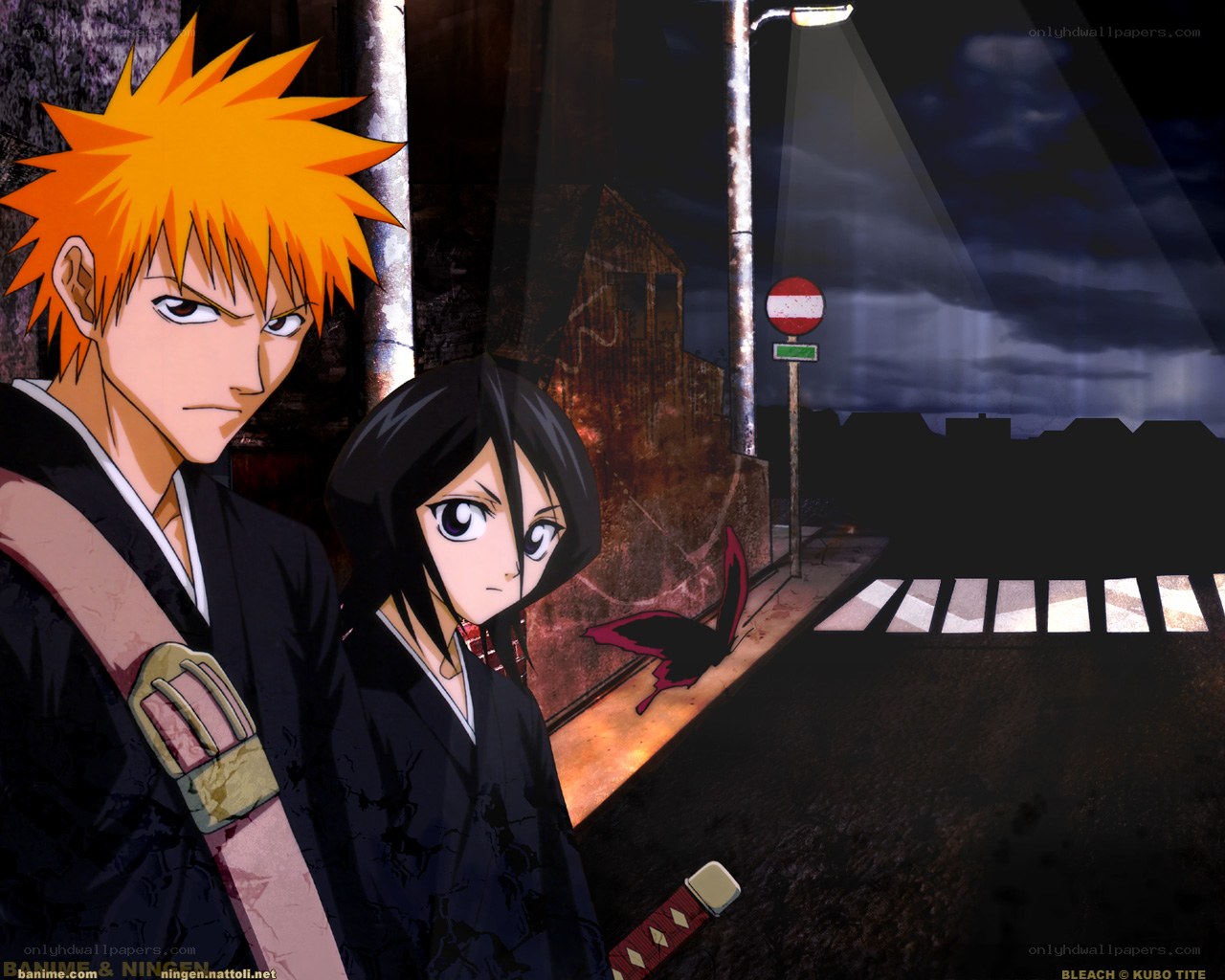 Bleach characters on a dark street