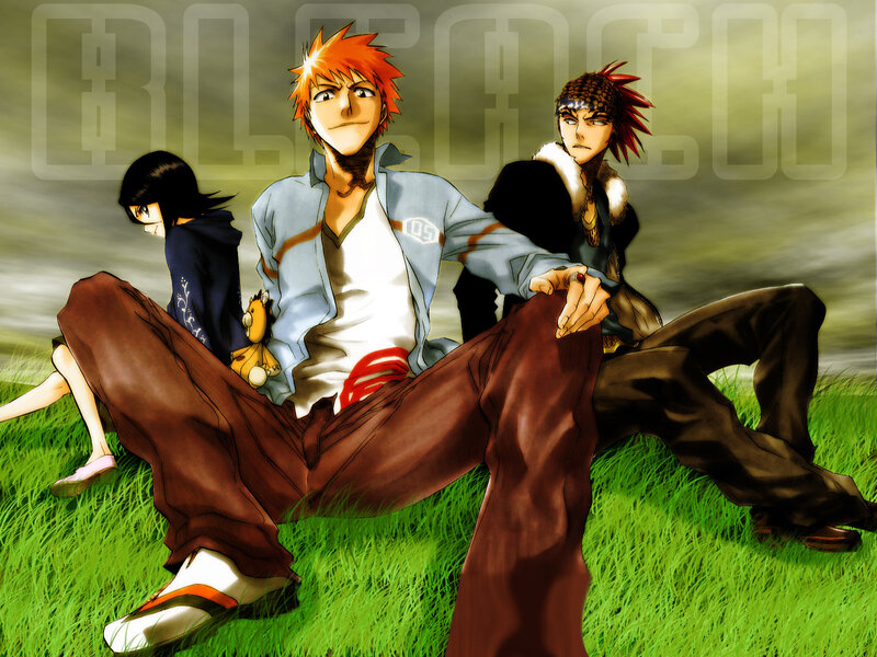 Bleach characters on grass