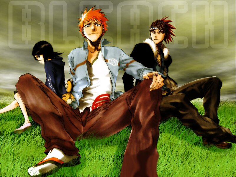 Bleach characters on grass