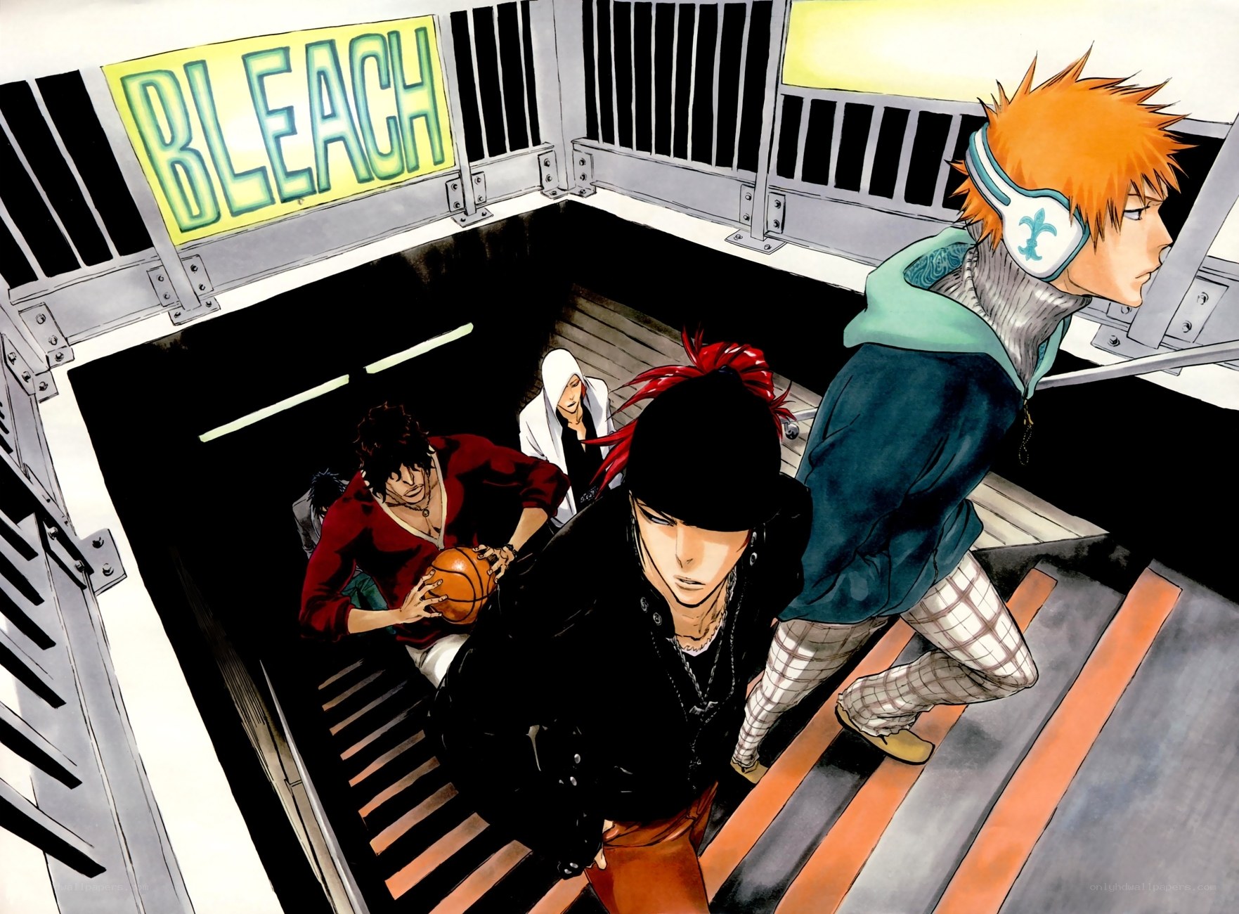 Bleach characters on stairs