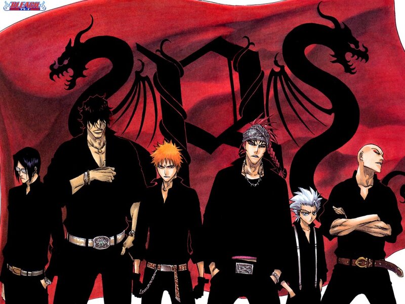 Bleach characters with dragon flag