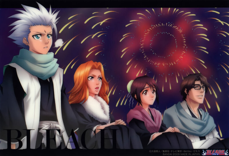 Bleach characters with fireworks
