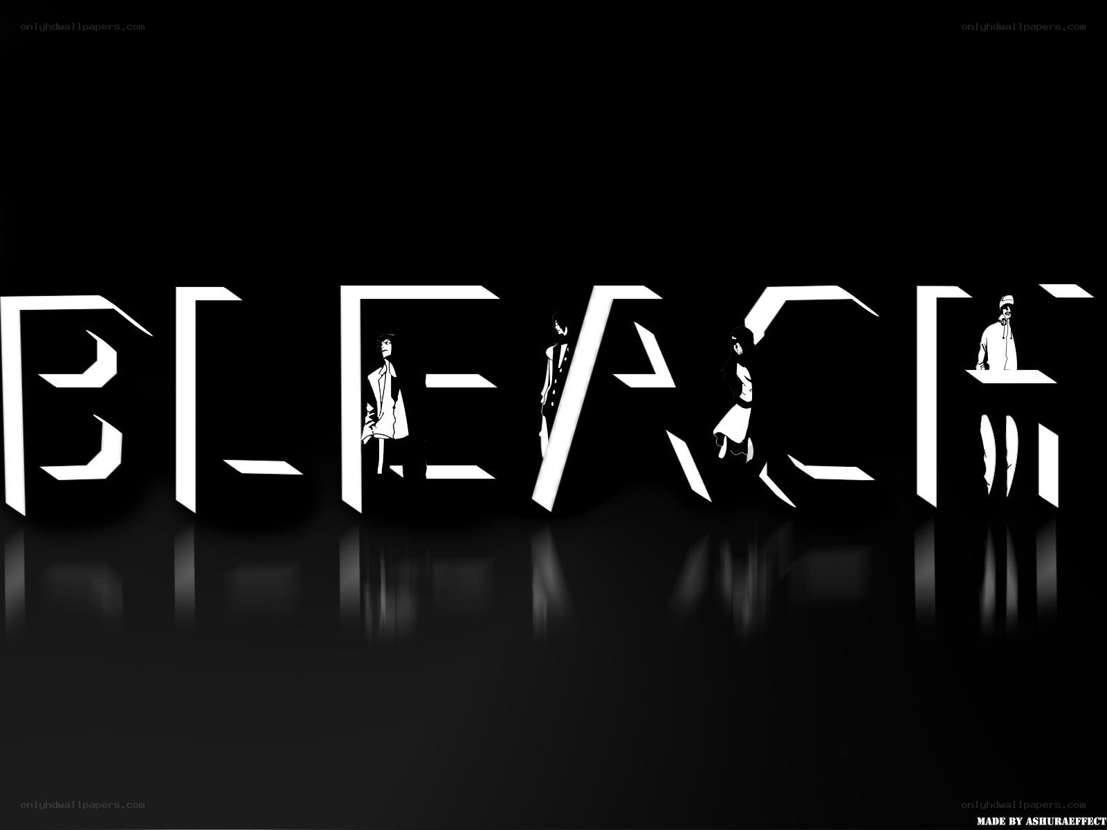 Bleach logo with character silhouettes