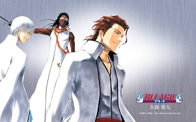 Bleach manga panel with three characters
