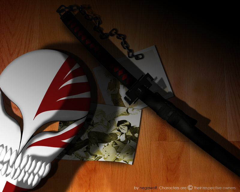 Bleach-themed items on floor