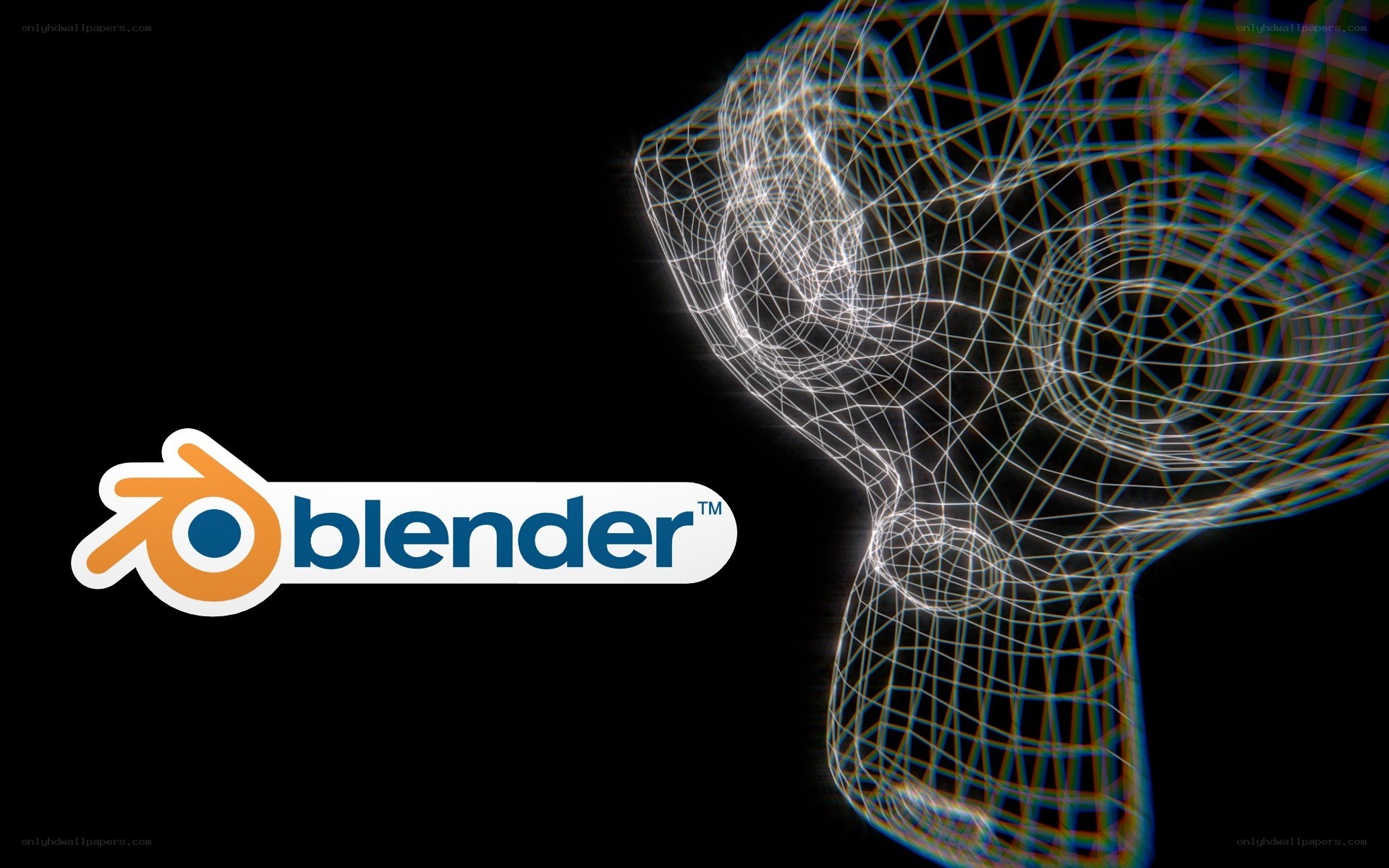 Blender software logo and wireframe