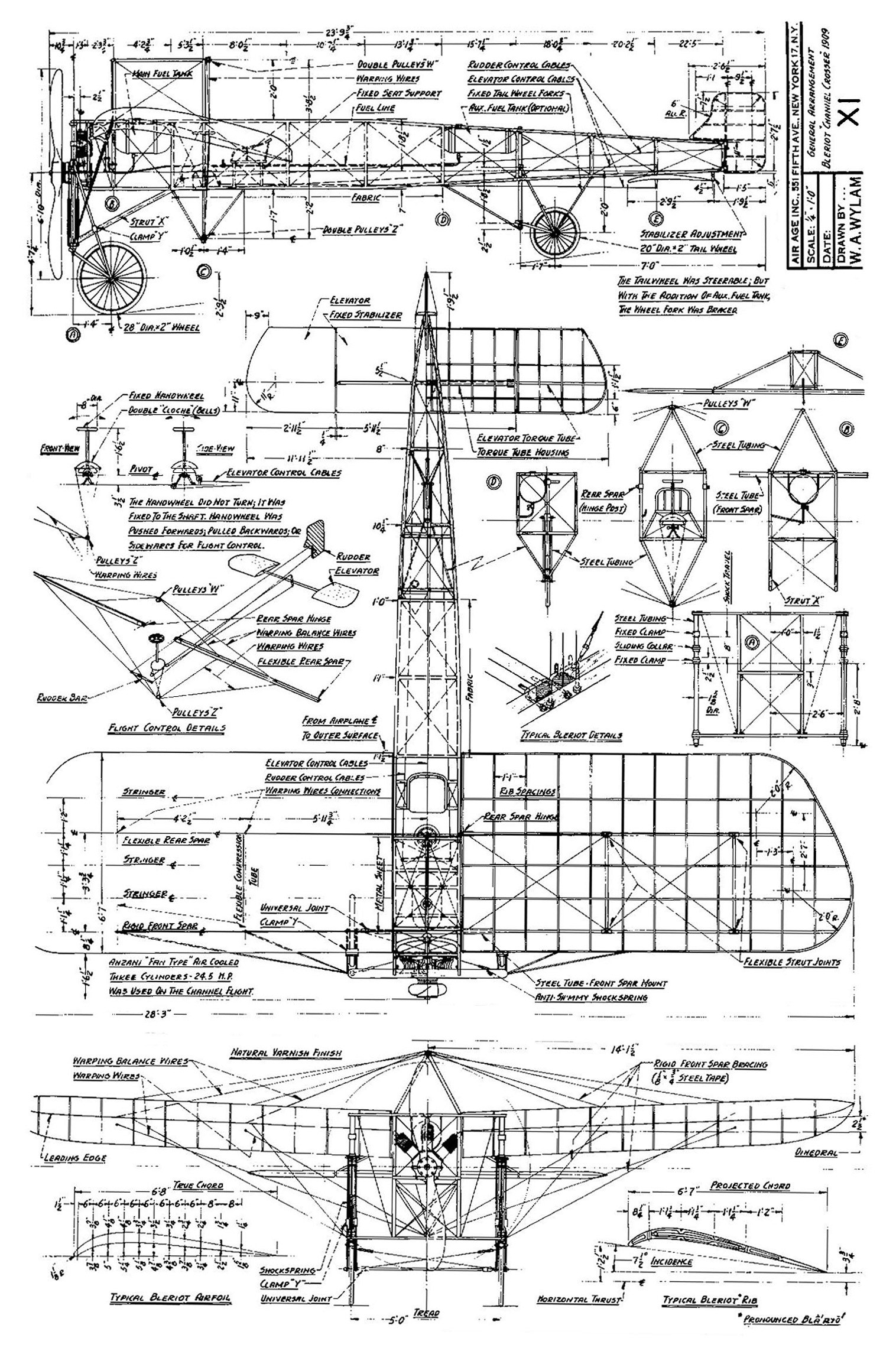Bleriot XI aircraft blueprint