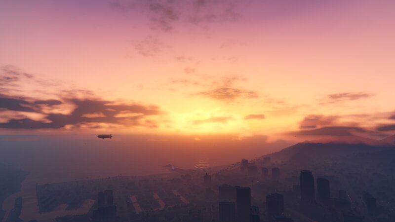 Blimp over City — Purple