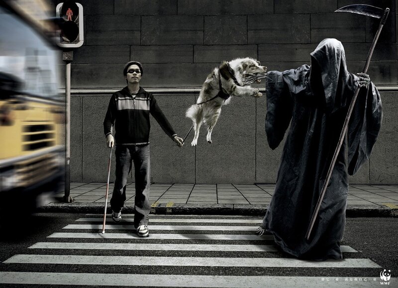 Blind Man with Guide Dog — Black