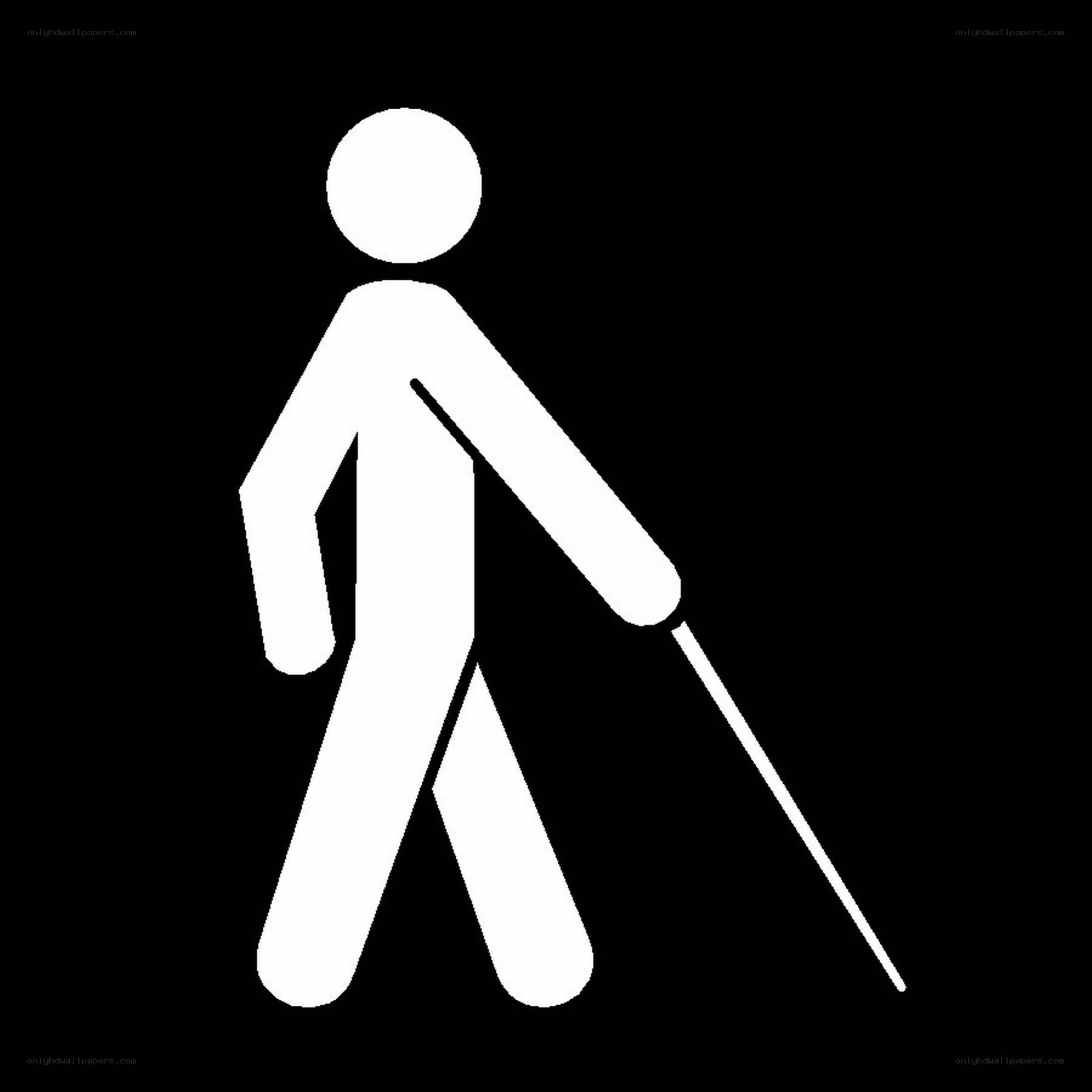 blind person walking with cane