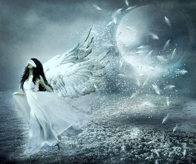 Blindfolded Angel Woman — White