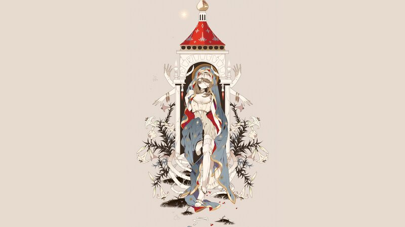 Blindfolded Figure in Shrine