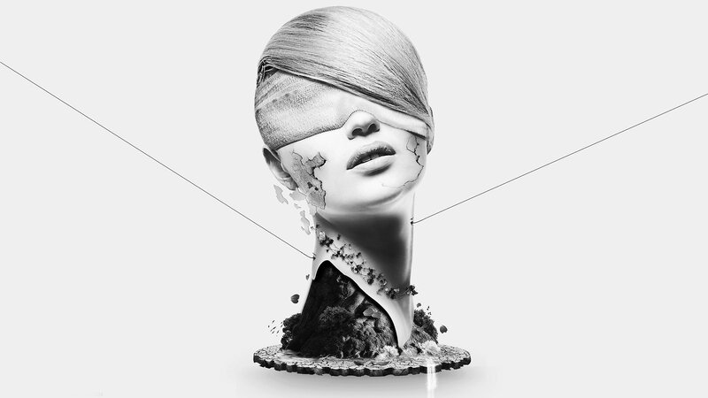Blindfolded Head Sculpture — Black