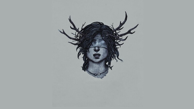 Blindfolded Person with Antlers