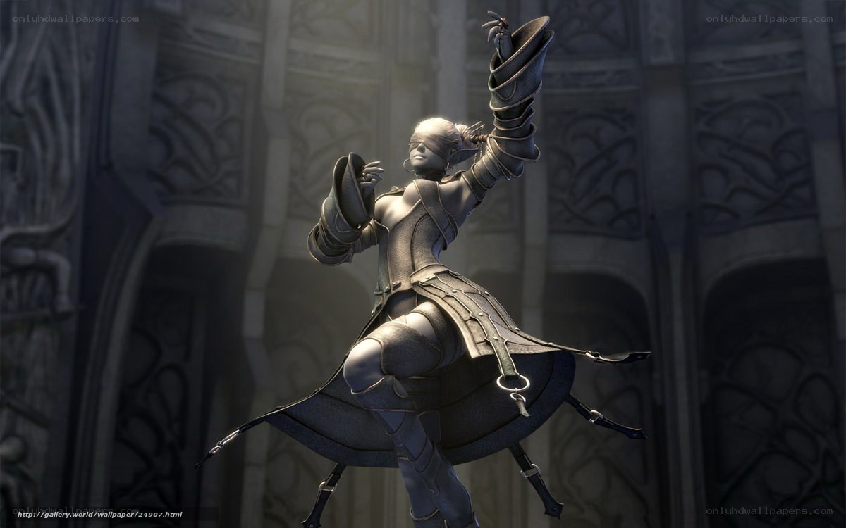 Blindfolded warrior in armor