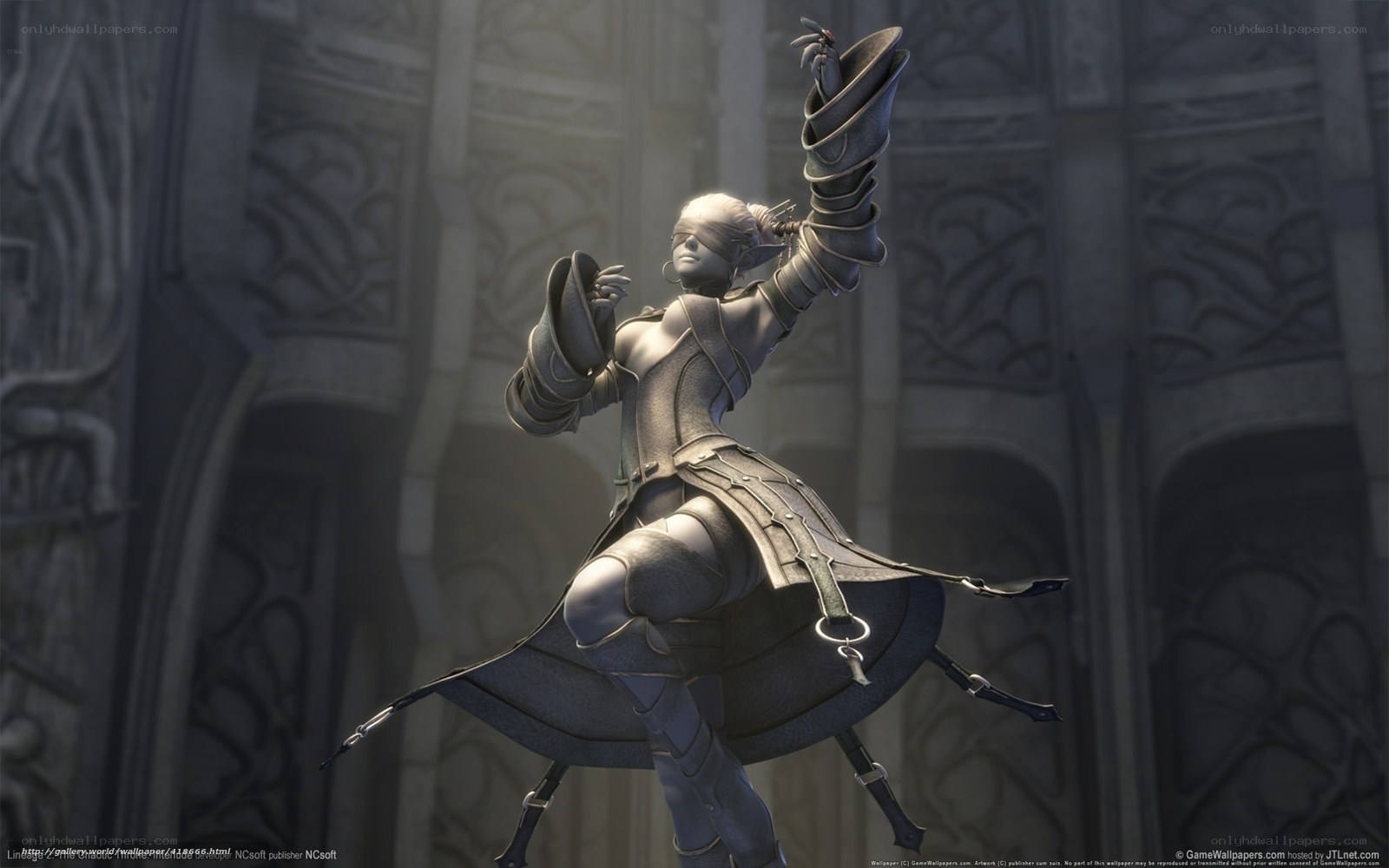Blindfolded warrior in ornate armor
