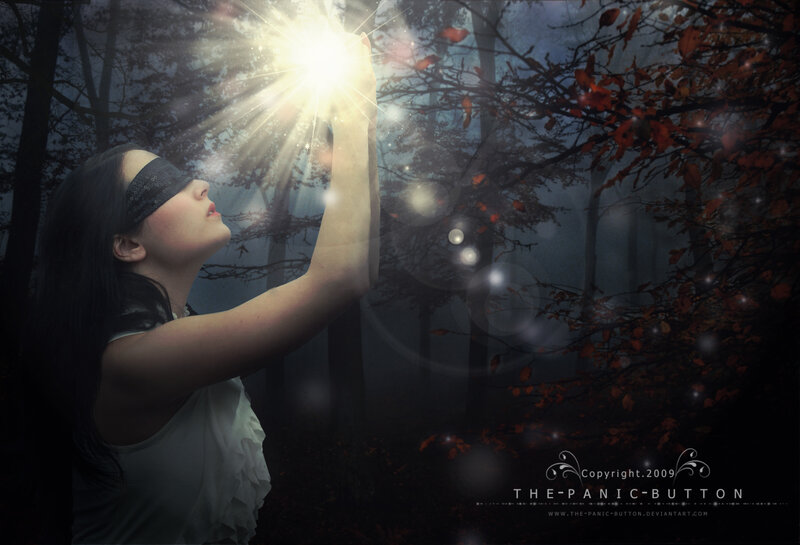 Blindfolded Woman in Forest — Black