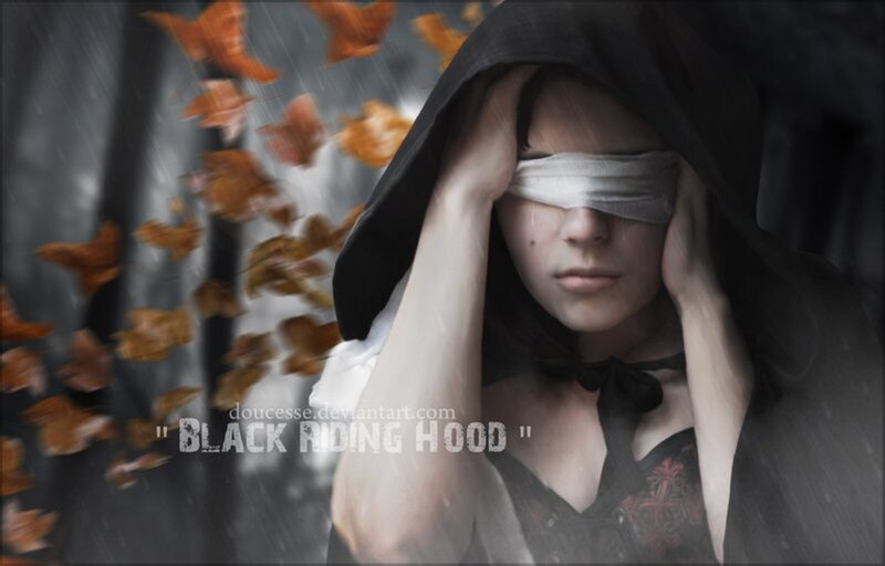 Blindfolded Woman in Hood — Black