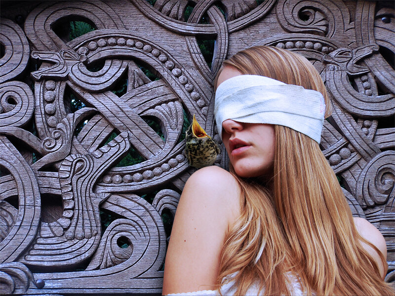 Blindfolded Woman with Bird