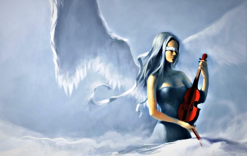 Blindfolded Woman with Violin