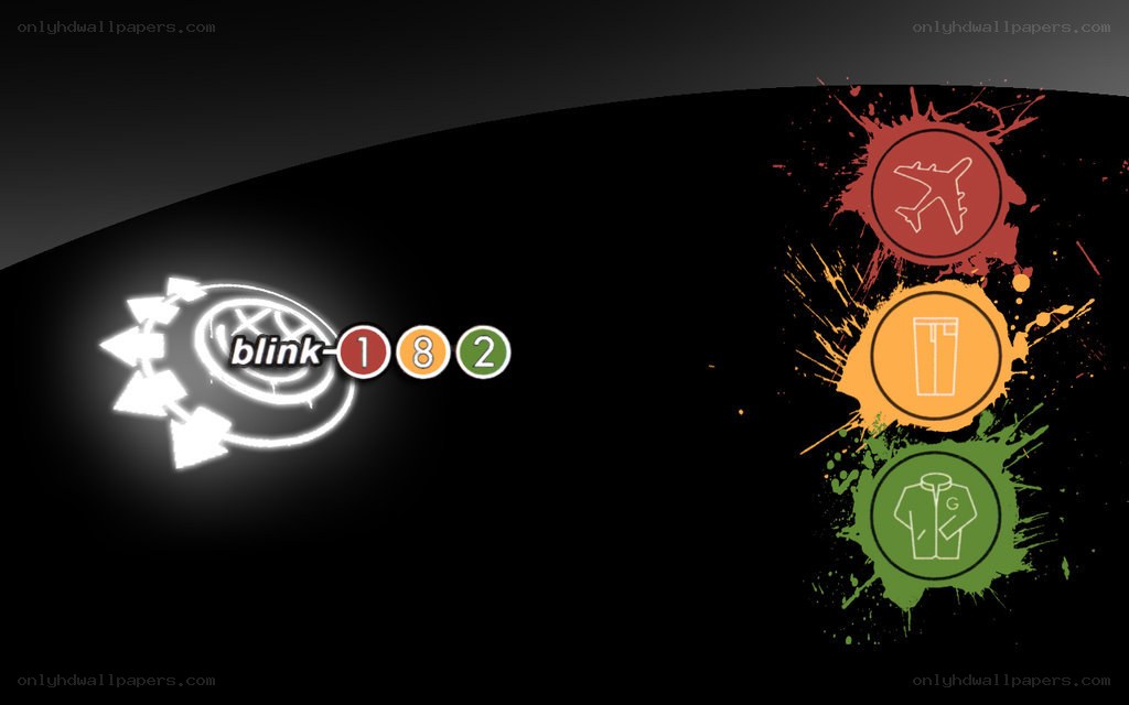 Blink-182 logo with icons