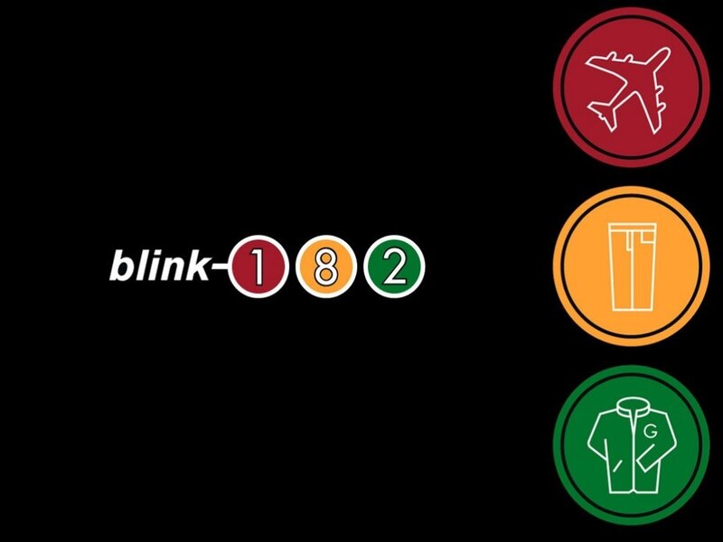 blink-182 logo with icons