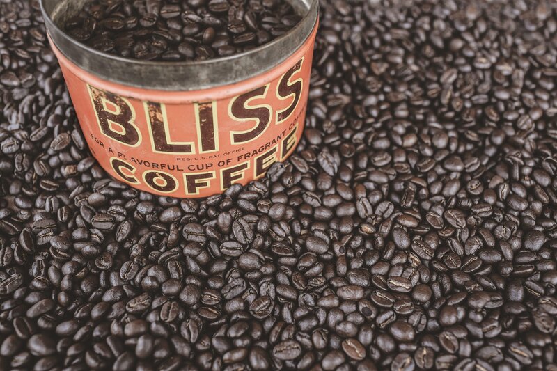 Bliss Coffee beans in a tin