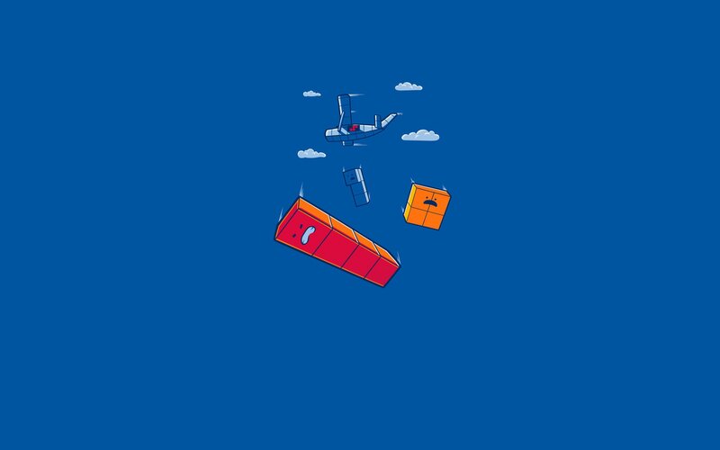 Blocks falling from a plane