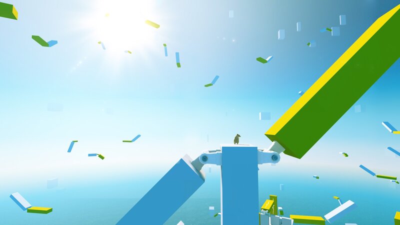 blocky character on a platform