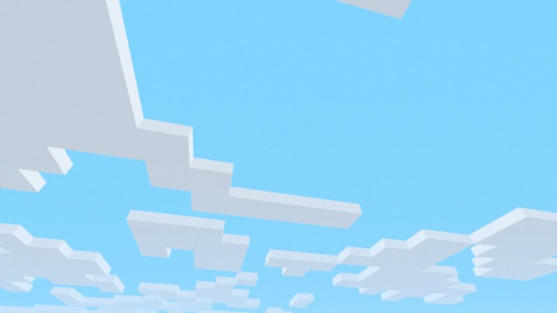 blocky clouds in blue sky