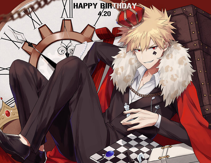 Blond Anime Character — Black, Confident, Chessboard