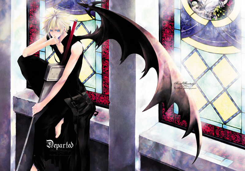 Blond Anime Character — Black, Dramatic, Digital Art