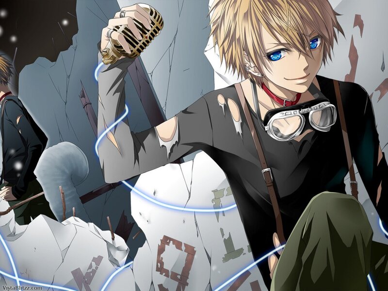 Blond Anime Character — Black, Dramatic, Microphone