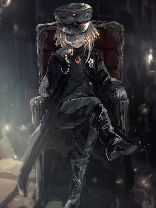 Blond Anime Character — Black, Dramatic, Night, Digital Art