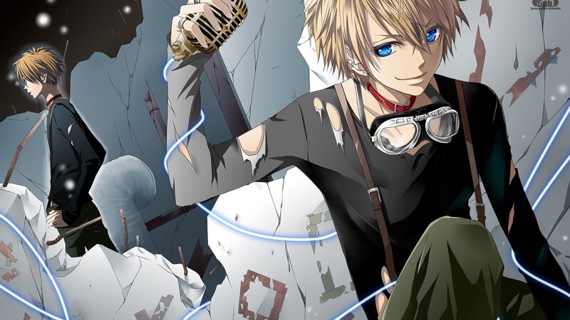 Blond Anime Character — Black, Dramatic, Night, Microphone