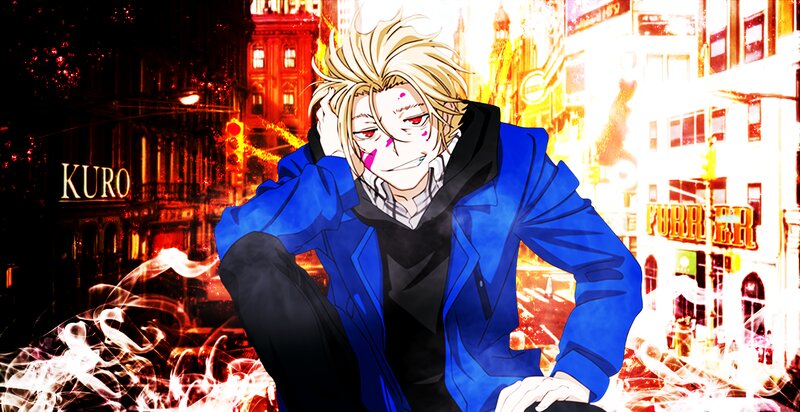 Blond Anime Character — Blue, Dramatic, Night, Cityscape