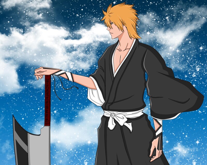 Blond Anime Character — Blue, Dramatic, Night