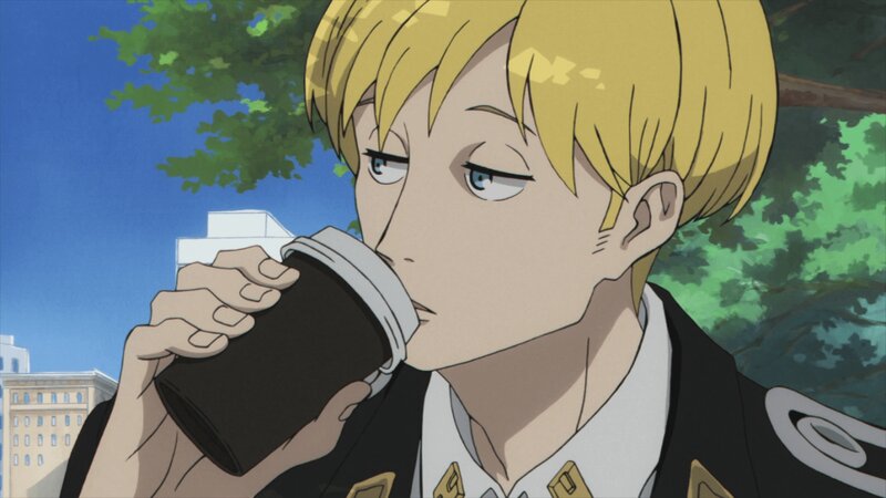 Blond Anime Character Drinking