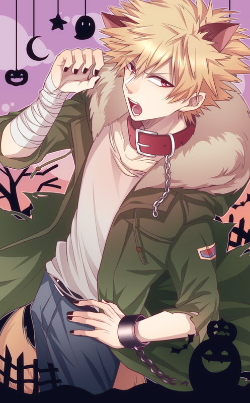 Blond Anime Character — Green, Playful