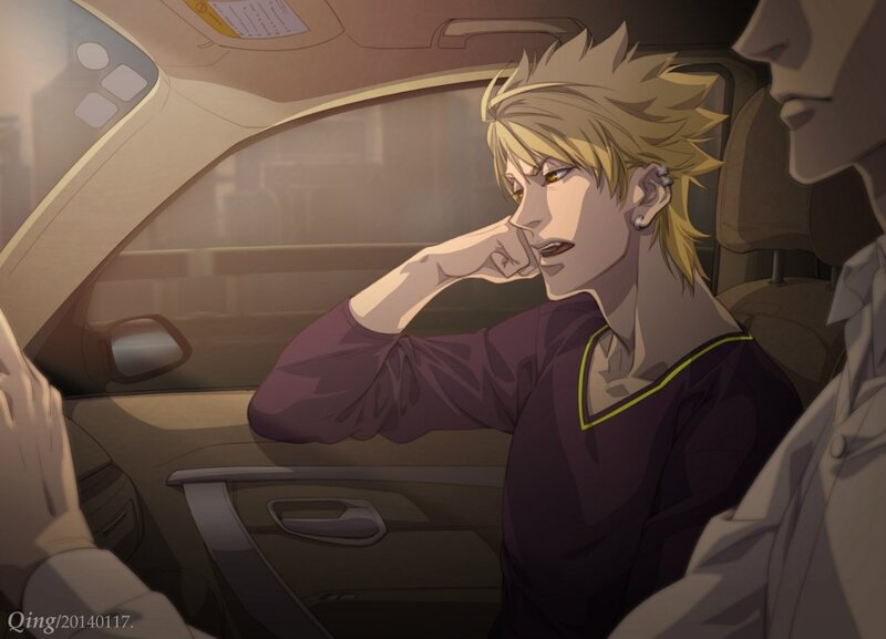 Blond Anime Character in Car