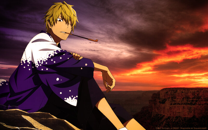 Blond Anime Character — Purple, Dramatic, Sunset