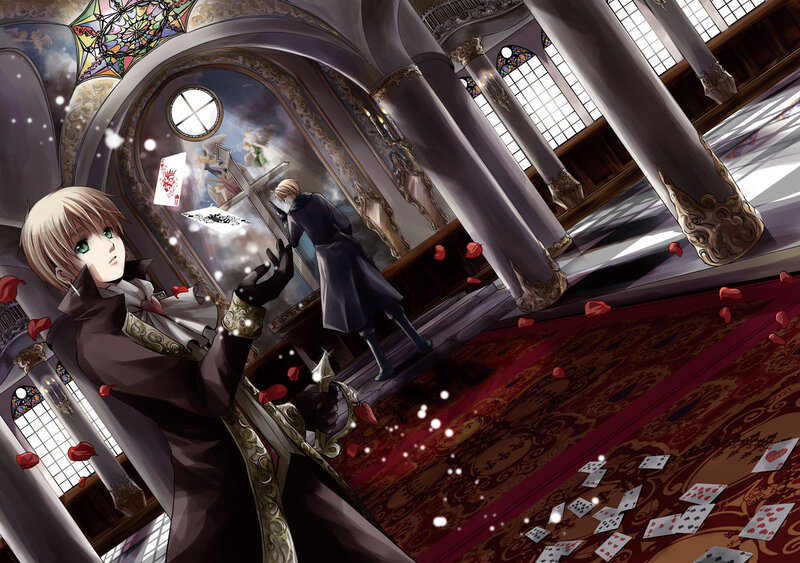 Blond Anime Character — Red, Dramatic, Cards