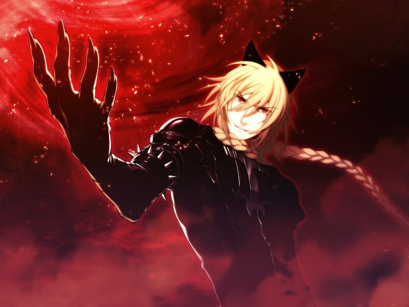 Blond Anime Character — Red, Dramatic, Cat Ears